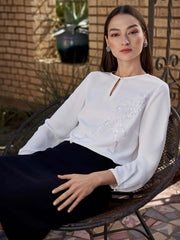 Applique Blouse Color White