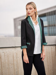 Cotton Jacket with Knit Laguna Green Trim Color Black/Laguna Green/Ivory