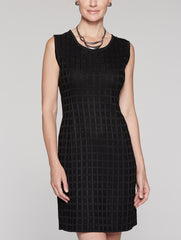 Black Grid Texture Dress Color Black