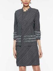 Bias Pattern Fringe Jacket Color Black/White