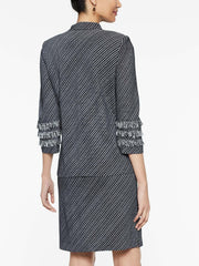 Bias Pattern Fringe Jacket Color Black/White