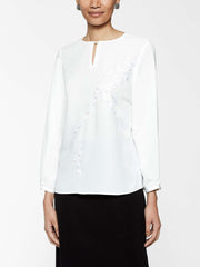 Applique Blouse Color White