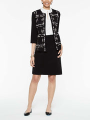 Abstract Grid Embroidery Jacket Color Black/Grey/Sugar Pink