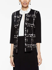Abstract Grid Embroidery Jacket Color Black/Steel Grey/Sugar Pink