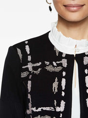 Abstract Grid Embroidery Jacket Color Black/Steel Grey/Sugar Pink