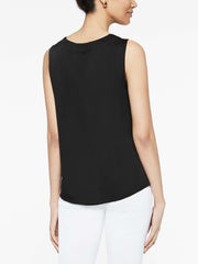 Black Crepe de Chine Bold Tie Blouse Color Black