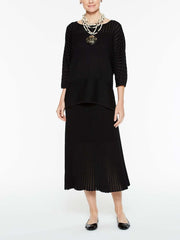 A-Line Multi Stitch Skirt Color Black