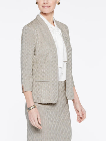 Basketweave Textured Jacket Color Almond Beige